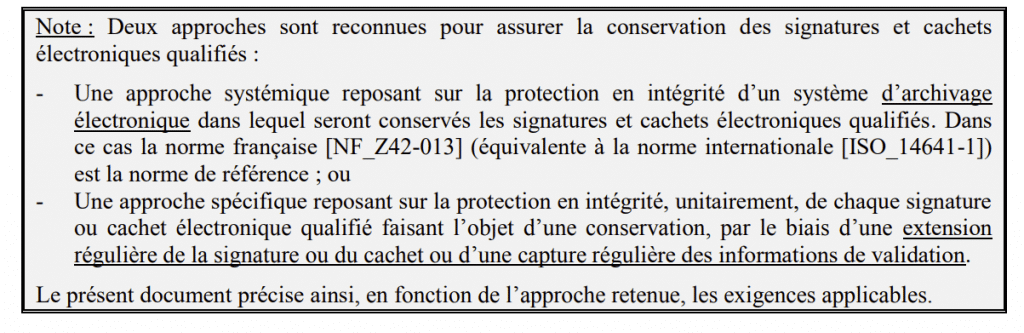 recommandation anssi conservation signature electronique