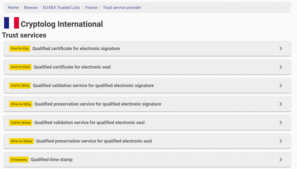 screenshot cryptolog qualification eidas